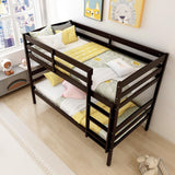 Giantex Espresso Twin Over Twin Bunk Bed with Detachable Design, High Guardrails & Integrated Ladder Giantex