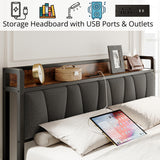 LIKIMIO King Size Bed Frame with Storage Headboard and Charging Station, Solid Construction, Easy Assembly LIKIMIO