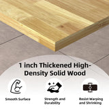 NBGV 48" Solid Wood Work Bench, Adjustable Hight Workbench with Wheels, Heavy-Duty Worktable with Pegboard, Power Outlets, Workstation for Garage, Workshop, Office NBGV