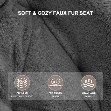 Folding Saucer Chair, Lazy Moon Chair with Metal Frame, Comfy Bedroom Chairs for Bedroom, Living Room, Study Grey JC Grezone