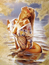 Bimkole 5D Diamond Painting Kits Woman on Water, Full Drill Beauty Painting DIY Rhinestone Embroidery Set Paint with Diamonds Art by Number Kits Cross Stitch Home Wall Craft Decoration (12x16in) Bimkole