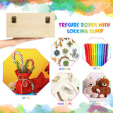 2 Pcs Unfinished Wood Box Natural Large Wooden Box 13 x 9.8 x 6.3 in, 10.6 x 7.9 x 5.5 in Pine Art Storage Boxes with Hinged Lid and Front Clasp for DIY Craft Hobbies Home Jewelry Keepsake Treasure Reginary