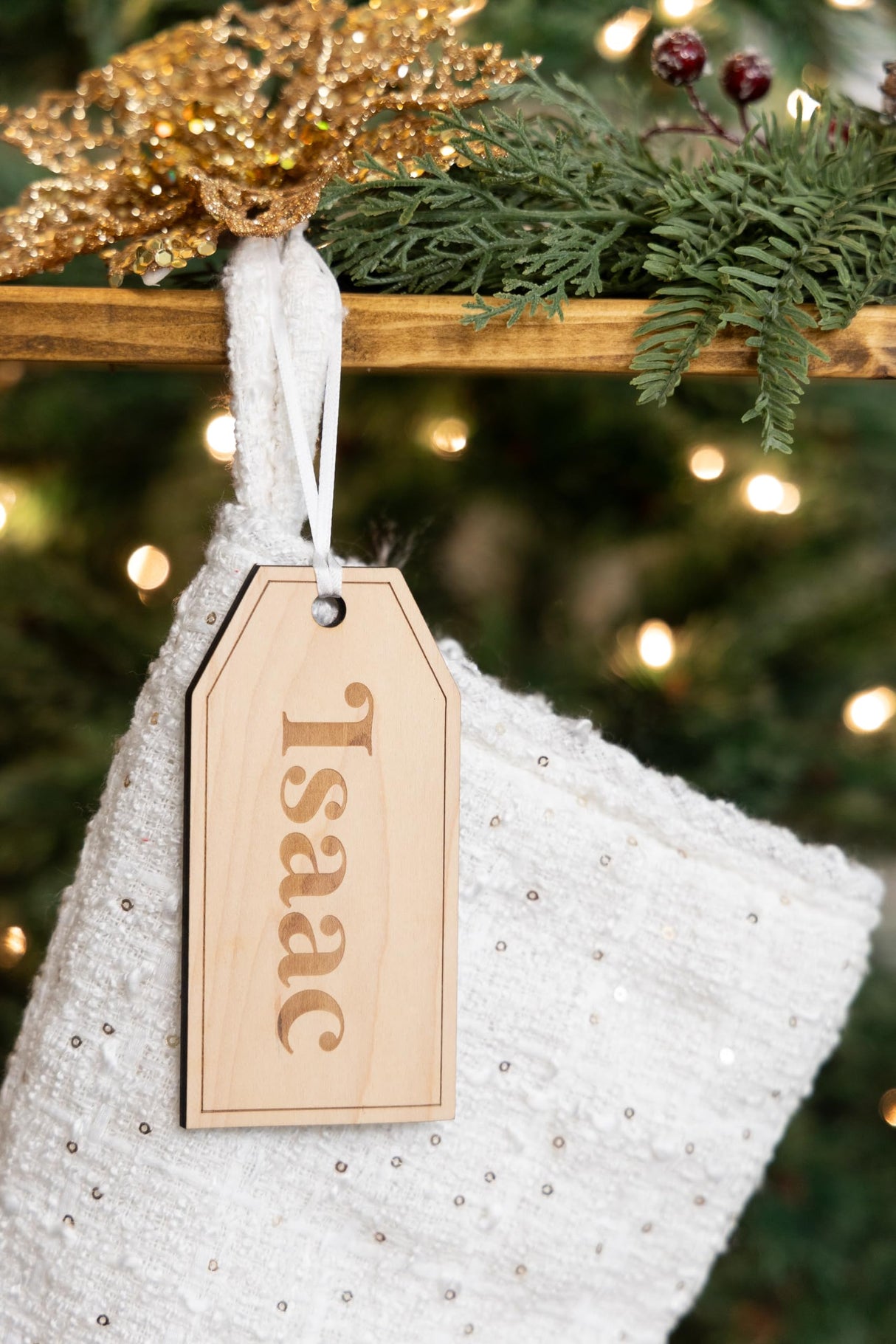 Engraved Christmas Stocking Tags | Stocking Name Tags | Personalized Stocking Tags | Family Stockings | Name Tags Wooden | Stocking Gift Tag WoodArtSupply