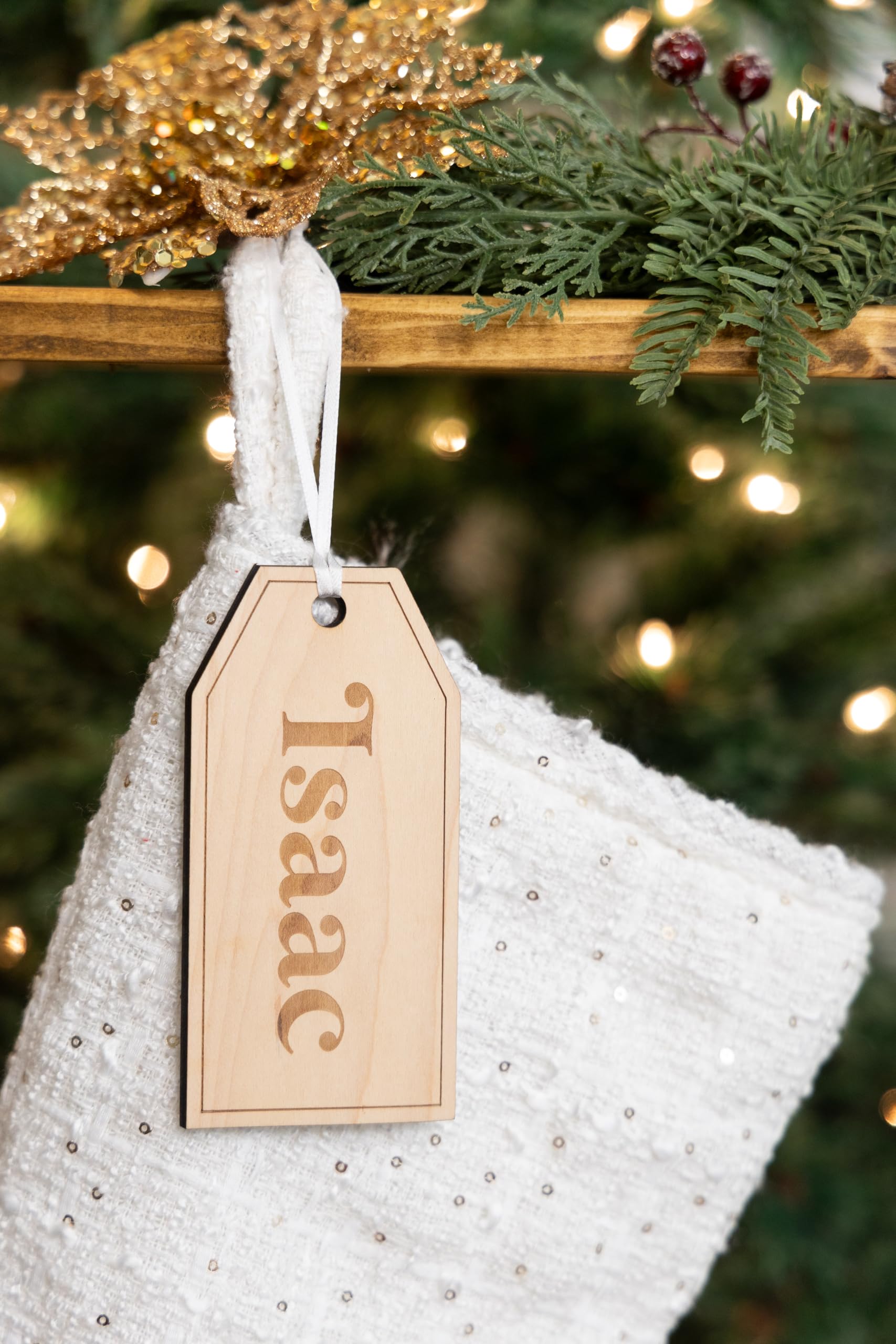 Engraved Christmas Stocking Tags | Stocking Name Tags | Personalized Stocking Tags | Family Stockings | Name Tags Wooden | Stocking Gift Tag - WoodArtSupply