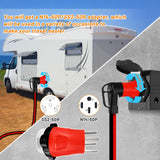 RVPLAN 25 FT 50 Amp RV/EV Extension Cord Outdoor Waterproof,4 Prong Flexible Heavy Duty STW RV Power Cord,NEMA 14-50P/R Standard Plug Suit for EV Charging and RV Trailer Campers, Black-Red,ETL RVPLAN