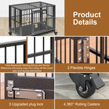 Polar Aurora Heavy Duty Dog Crate, Foldable Indestructible Dog Kennel, Escape Proof Extra Large Dog Cage with Lockable Wheels, High Anxiety Pet Playpen with Double Door for Indoor/Outdoor Use. (43in) Polar Aurora