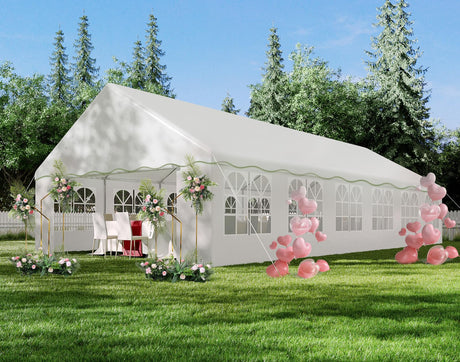 20x40ft Party Tent Heavy Duty Wedding Tent Outdoor Canopy Event Shelters Galvanized Canopy Commercial Tent with Removable Sidewall Windows for Outdoor Events Wedding Birthday Hipicute