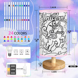 Unicorn Lamp for Kids, Birthday Gifts for Girls Ages 6 7 8 9 10 11 12 Year Old, Bedside Table Lamp for Bedroom, 3 Way Small Lamps for Nightstand, Paint You Own Unicorn Lamp Kit Toys, Art Supplies Toy JIGQGY