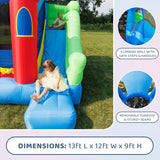 Bounceland Royal Palace Inflatable Bounce House, with Long Slide, Large Bouncing Area, Basketball Hoop and Sun Roof, 13 ft x 12 ft x 9 ft H, UL Strong Certified Blower, Castle Kids Party Theme Bounceland