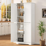 GarveeHome 70 in Tall Kitchen Pantry Cabinet, Freestanding Storage Cabinet with 4 Doors and Adjustable Shelves, Utility Hutch Cupboard for Dining Room, Bathroom, Living Room (Style A, White) GarveeHome