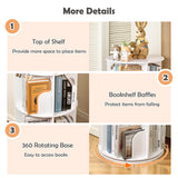 upsimples Rotating Bookshelf, 360° Display Corner Shelf for Book, 4 Tier Floor Standing Spinning Bookcase, Narrow Storage Rack for Kids Room, Bedroom, Living Room, White upsimples