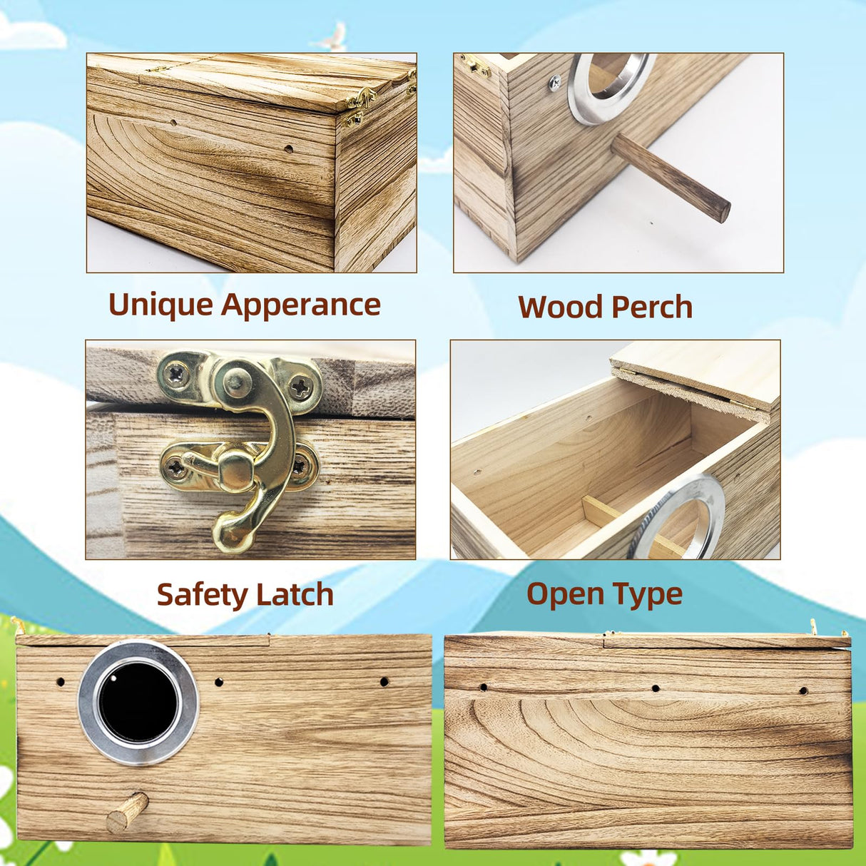 Tfwadmx Cockatiel Nesting Box Bird Nest Box Wood Bird House for Cage Parrot Breeding Boxes for Conures and Other Medium Sized Birds 13.4" x 7.5" x 6.7" Tfwadmx