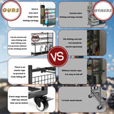 ztysn Fishing Rod Storage With 15 Hooks For Garage, 45.2in Extra Large Fishing Pole Holder Gear Organizer Rack Up To 20 Rods, Tackle Box Reel Storage Cart ztysn