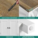 YITAHOME TV Stands for Living Room, Modern Entertainment Center with Power Outlets for Television up to 65 Inch, Farmhouse Media Console TV Cabinet with Adjustable Shelf & Open Shelves, White YITAHOME