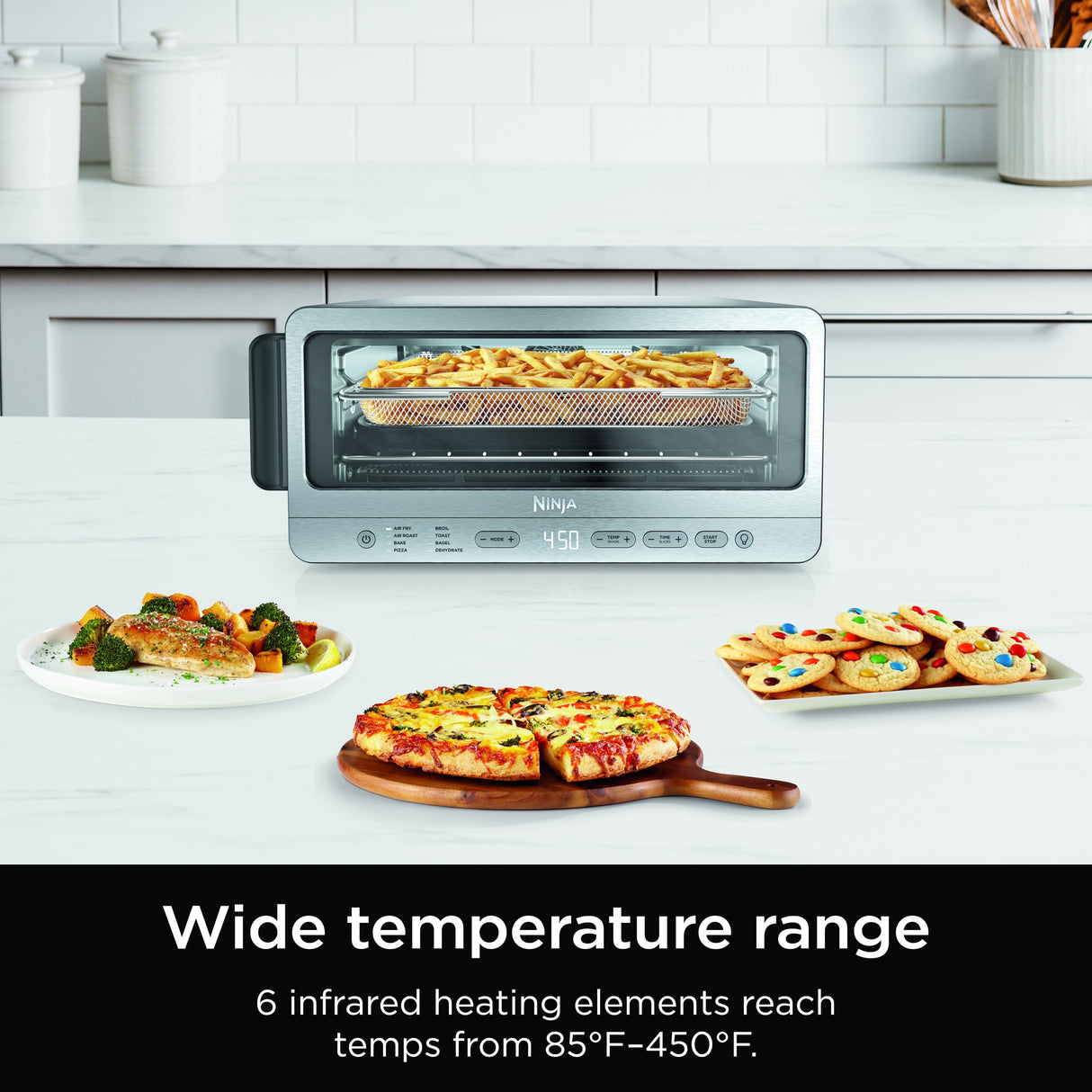 Ninja Flip Toaster Oven&Air Fryer, 8-in-1 Functionality, Flip Up&Away Capability for Storage Space, LargeCapacity, Air Fry Basket, SheetPan, Wire Rack&Removable Crumb Tray, Stainless,1800 watts, SP151 Ninja