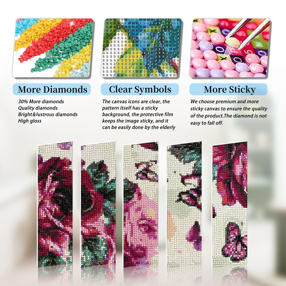 12 Pack Flowers Diamond Art Kits Packs for Adults, 5D Diamond Painting Kit Sets with Tools for Beginners DIY Full Drill Diamonds Paintings Crafts Gem Art by Number Gift Home Wall Decor (12x16 Inch) BWFY