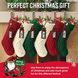 Hommtina Christmas Stockings, Personalized Christmas Stockings 18 Inches Large Size Cable Knitted Stocking Gifts (6pcs White&red&Green) Hommtina