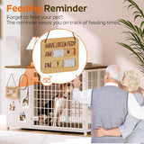 YATINEY Foldable Dog Crate Furniture, Dog Crate with DIY Frame, Heavy Duty Dog Kennel Indoor with Hooks, Wooden Dog Cage End Table, for Small/Medium Dogs, White and Walnut DC95WH YATINEY