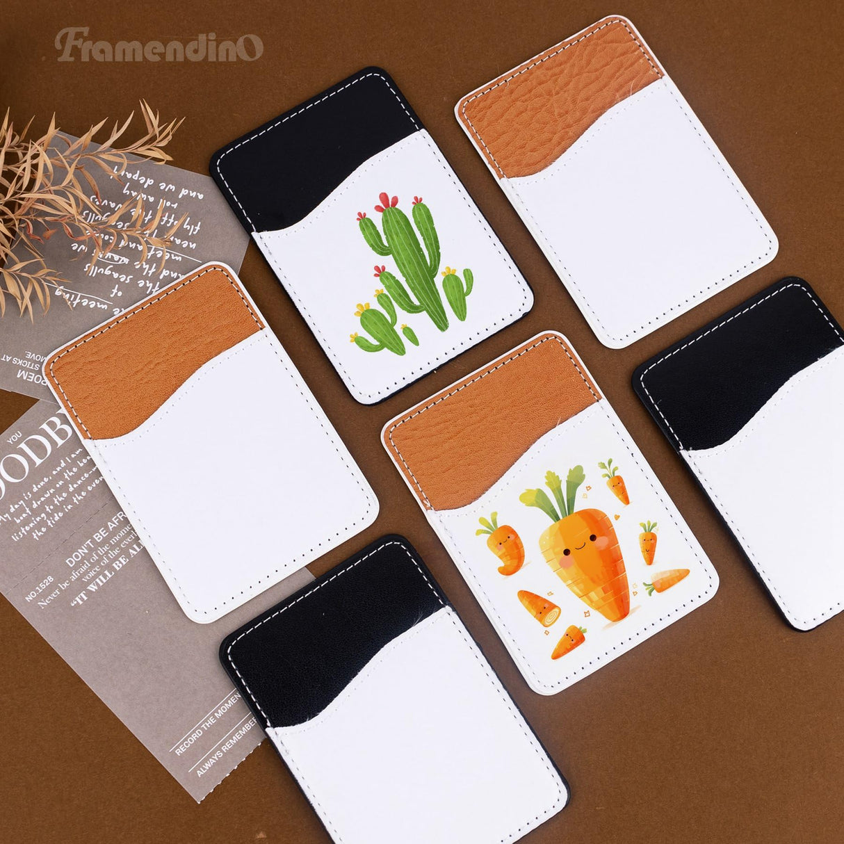 Framendino, 12 Pack Card Holders for Cell Phones Sublimation PU Leather Phone Back Card Pockets Stick PU Leather Card Holder for Phone Card Sleeves DIY Craft Framendino
