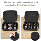 Mkono Travel Sunglasses Organizer Glasses Case Multiple Pairs with Adjustable Slots Portable Eyeglasses Case Storage Box for Men Women, Medium, Black Mkono