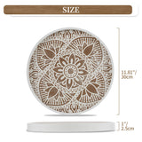 Hanobe Decorative Serving Tray Round: Farmhouse Coffee Table Tray for Ottoman Boho Wooden Centerpiece Rustic White Washed Mandala Home Decor Living Dining Room Kitchen Counter Display Hanobe