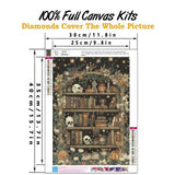 Skull Diamond Art Kits for Adults, Goth Skull Bookshelf Diamond Painting Kits for Beginners, Full Drill Crystal Rhinestone Gem Diamond Art Kits Craft for Home Wall Decor 12X16 Inch askkqtx