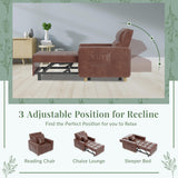Esright Futon Chair Bed, 3-in-1 Pull-Out Sleeper Sofa Reading Chair for Adults, Convertible Sofa Chair with 3-Level Backrest for Small Space, Dorm, Living Room, Apartment, Office, Saddle Brown Esright