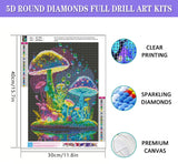 Mushroom Diamond Art Painting Kits for Adults - 5D Round Full Drill Diamond Paintings for Beginners, DIY Gem Art Crafts Perfect for Home Wall Decor Relaxation Gifts 11.8x15.7inch Generic