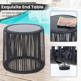 Kromax 3 Pieces Patio Rattan Bistro Conversation Set, Outdoor All-Weather Wicker Furniture Chairs and Side Table Set Ideal for Balcony, Porch and Backyard, Black Kromax