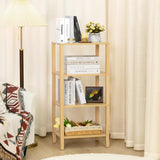 YUFAM 4-Tier Tall Natural Bamboo Bookshelf - Space-Saving Storage for Home and Office YUFAM