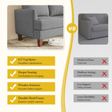 Busaurus 3 Seater Sofa Couch with Deep Seats, 89" Mid Century Modern Upholstered Sofa with Armrests, Comfy Couches for Living Room, Bedroom, Apartment and Office (Grey) Busaurus