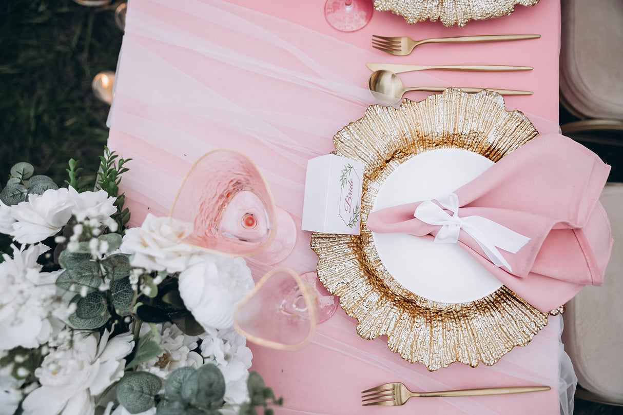 Simply Elegant Set of 6 Faux Wood Plastic Charger Plate | Service Plate for Parties, Dinner, Weddings, Quinceaneras and Events | 13 inch Diameter | Brown Finish Simply Elegant