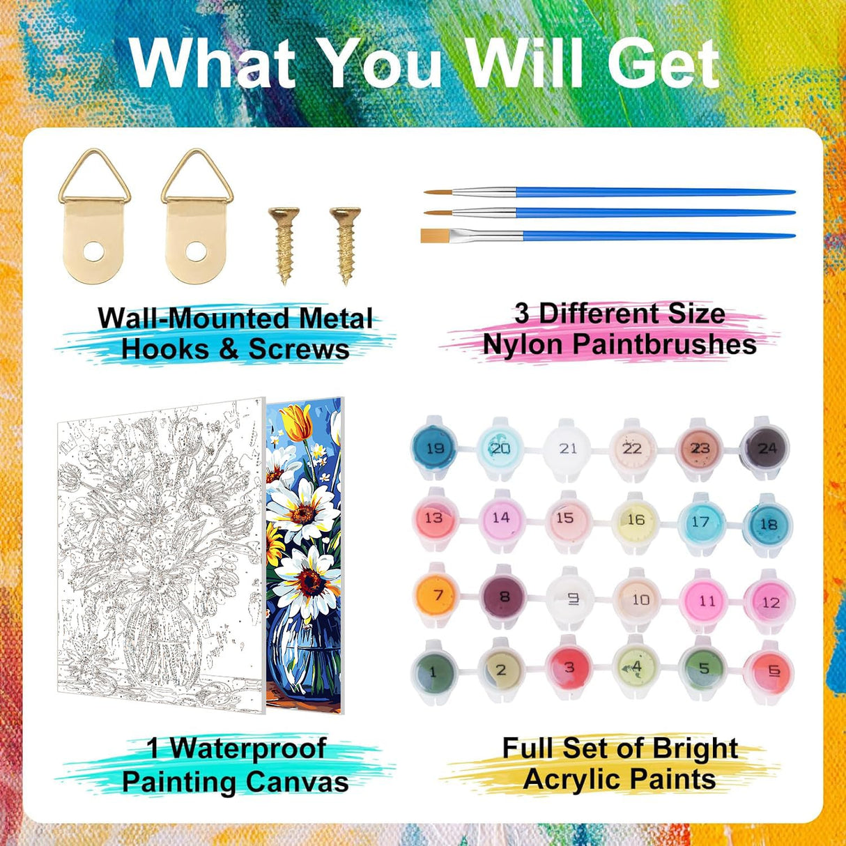 ZTOTZ Sunflower Paint by Numbers kit for Adults, Sunflower Paint by Numbers Adults Canvas Without Frame, DIY Flower Painting by Numbers for Gift Home Wall Decor(16x20inch) ZTOTZ