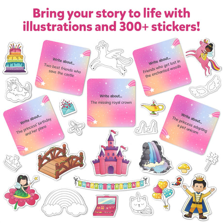Skillmatics Storybook Art Kit - Create Fairytale Stories, DIY Craft & Writing Kit with 300+ Stickers, Scrapbooking & Journal Activity, Gifts for Kids Ages 5, 6, 7, 8, 9, 10 Skillmatics