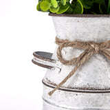 Dahey Metal Flower Vase with Artificial Eucalyptus Farmhouse Decor Rustic Shabby Chic Milk Can Galvanized Jug Planter Fake Plants in Decorative Tin Vase for Table Centerpieces Bedroom Kitchen Decor Dahey