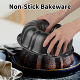 Novery 9.5" Non-stick Cake Pan, Heavy Duty Carbon Steel Fluted Tube Round Baking Pan,Buntz Pound Cake Pan Mold,Tube Bakeware,Baking Mold for Jello,Gelatin,Chocoflan,Flan Novery