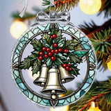 Christmas Bell Stained Glass Ornament - Hanging Ornaments for Christmas Tree, Christmas Ornaments Xmas Decorations, Holiday Keepsake Present Exchange Ideas Aestas
