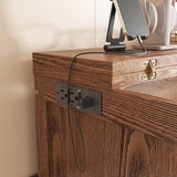 LUMISOL Full Size Cabinet Murphy Bed with USB Port and Removable Shelves on Each Side, Solid Pine Wood Murphy Cabinet Bed for Home Office Guest Room, Walnut LUMISOL