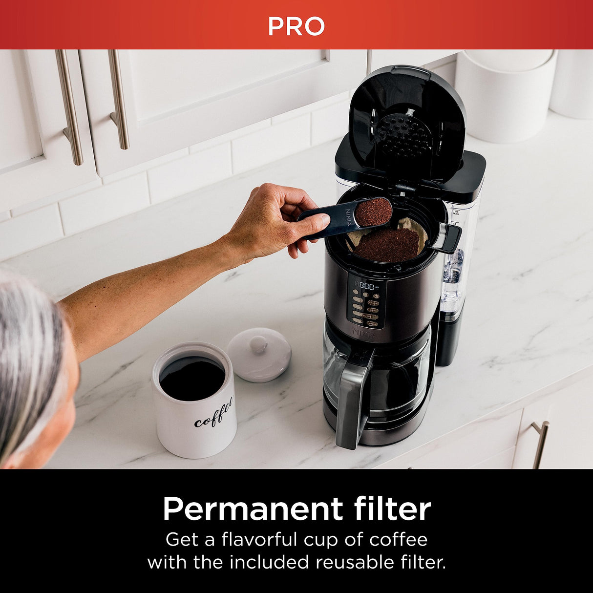 Ninja Programmable XL 14-Cup Coffee Maker PRO, 14-Cup Glass Carafe, Freshness Timer, with Permanent Filter, Black Stainless Steel, DCM201BK Ninja