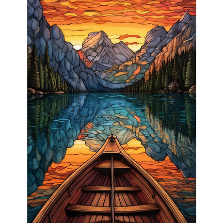 Moraine Lake Diamond Painting Banff National Park Artwork The Rockey Mountains Wall Art 5D DIY Full Drill Crystal Sainboat Landscape Diamond Picturefor Adult Home Decor Ship Gift(16''Wx 12''H) TUMOVO