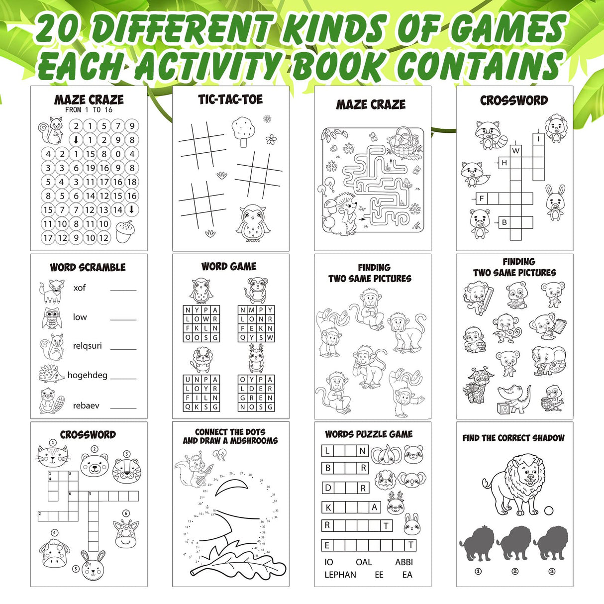 Sinmoe 36 Pcs Safari Animals Mini Activity Books for Kids Coloring Drawing Books Set with Lion Tiger Giraffe Patterns DIY Game Party Favors Fun Classroom Gifts Goody Filler Teachers Daycare Prize Sinmoe