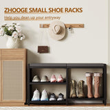 ZHOOGE Shoe Bench & Rack Storage Bench - Entryway Bench with Seat Cushion, Stable Organizer for Entryway & Living Room, Holds Up to 300 lb, (35" L x 12" W x 17" H, Black) ZHOOGE