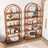 Tribesigns 5-Tier Arched Bookshelf - Modern Bright Brown Metal Frame Storage Unit Tribesigns
