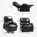 HOMCOM Power Lift Recliner Chair for Elderly, Wide Faux Leather Lift Chair with Vibration Massage and Heat, Overstuffed Reclining Single Sofa with Remote, USB Port, Side Pockets, Black HOMCOM