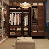 GarveeHome Armoire Wardrobe Closet with 4 Doors,72 in Wooden Wardrobe Cabinet with Hanging Rod, Freestanding Tall Clothing Armoire Cabinet with 18 Adjustable Shelves for Bedroom, Clothes, Walunt Brown GarveeHome