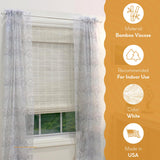 Radiance Cordless Bamboo Roman Shades for Windows - Matchstick Bamboo Blinds for Semi-Private Light Control - Easy to Lift & Fold Up Window Shades - White - 30" W x 64" L - (2215328E) Radiance