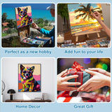 Ninonly Animal Paint by Numbers Kit for Adults Framed Canvas, Colored Dog Paint by Number Arts and Crafts Kits for Adults Beginner with Brushes, Acrylic Painting, 9 * 12 Inch Ninonly