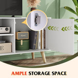 WLIVE TV Stand for 55 Inch TVs, Entertainment Center with Storage Cabinet, Mid-Century TV Stands for Living Room and Bedroom, 50" TV Console, White WLIVE