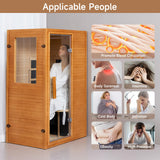 Real Relax Far Infrared Sauna, Home Indoor Sauna Room Canadian Hemlock Wooden Dry Saunas 950W 120V with Control Panel and 6 Low EMF Heaters Panels for Personal Spa Real Relax