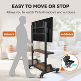 AENTGIU Rolling Tv Stand: Mobile TV Stand for 32" to 75" All Brand TVs, Lockable Rolling Wheels TV Cart with Metal TV Mount and 2 Tier Wood Shelf for Home, Office, All Hardware Included AENTGIU